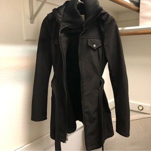 BCBG belted coat, black size XS chic work coat